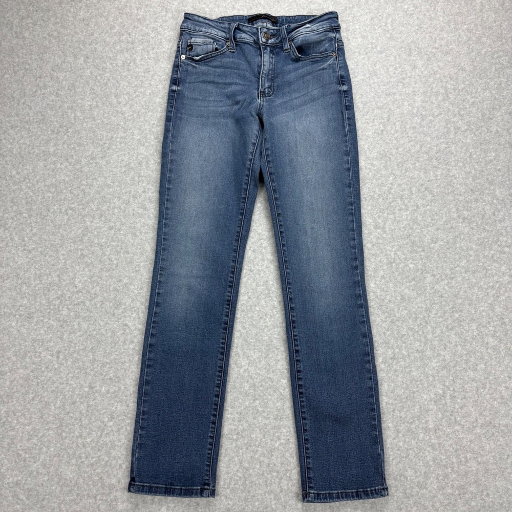 KanCan Trisha Classic Flare Jeans Womens 5 Blue Straight Leg Mid Rise Stretch - Picture 2 of 9